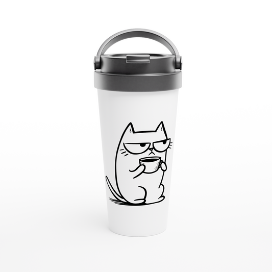 reusable travel coffee cup funny cat design