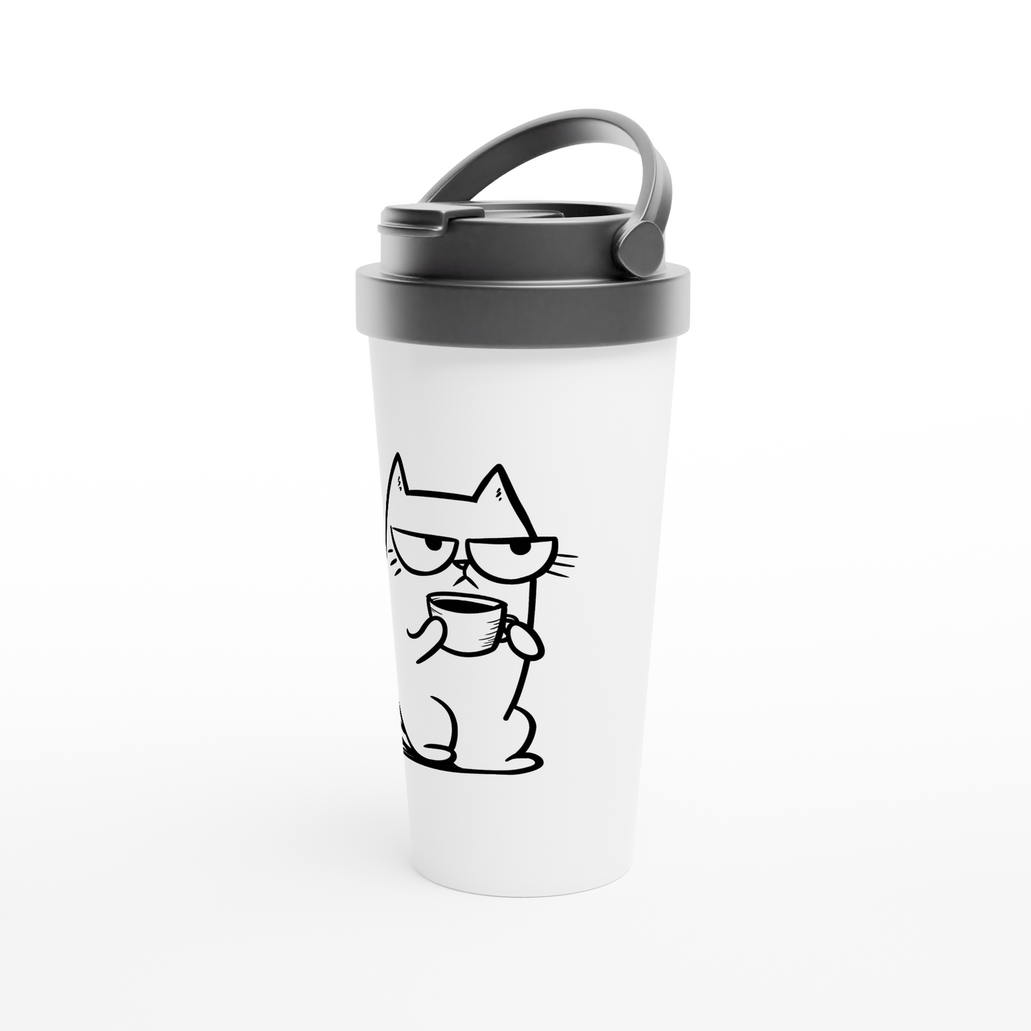 reusable travel coffee cup funny cat design
