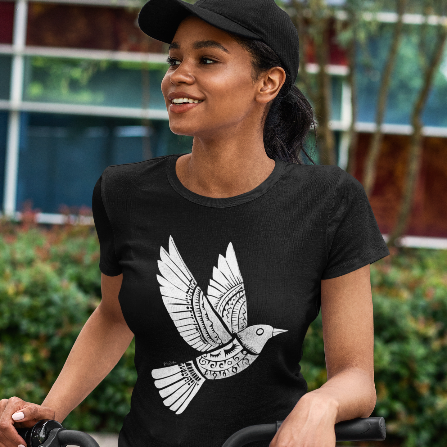 T-shirt en coton bio - Imprimé graphique d'oiseau