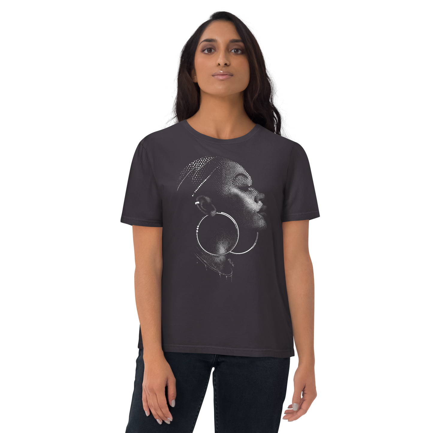 T-shirt en coton bio – Portrait artistique de femme créole