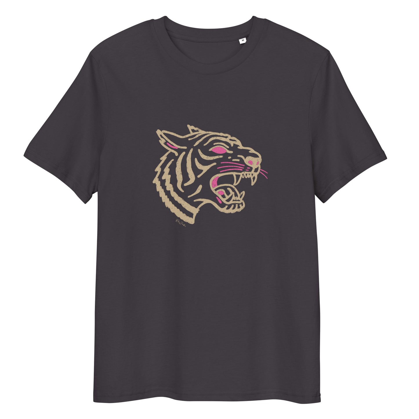 T-shirt en coton biologique - Motif tête de tigre rugissant