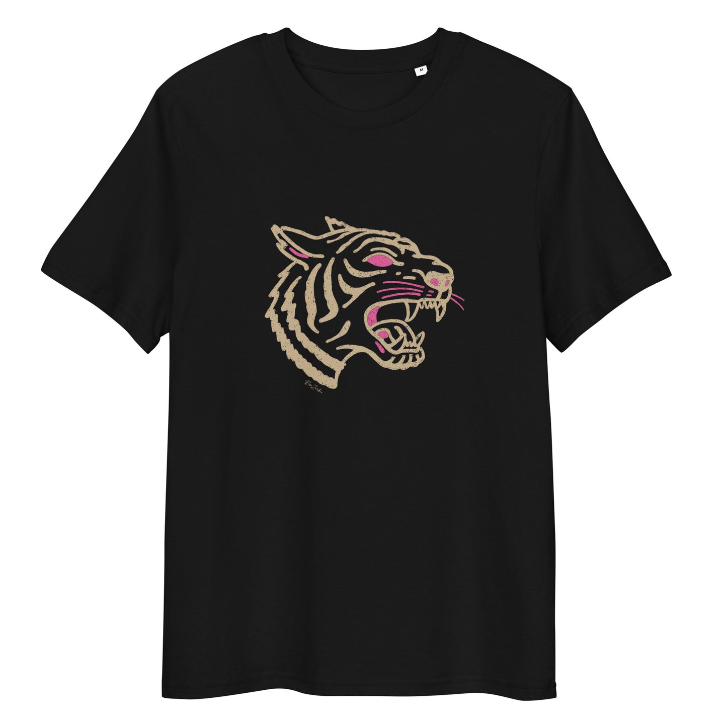 T-shirt en coton biologique - Motif tête de tigre rugissant