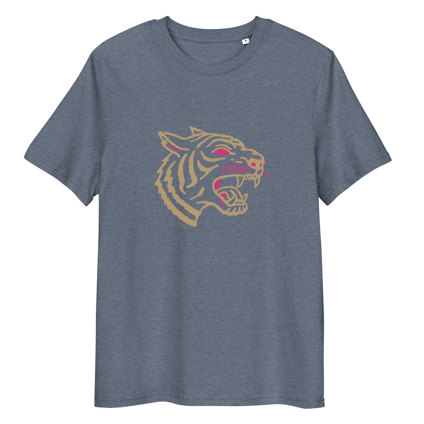 T-shirt en coton biologique - Motif tête de tigre rugissant
