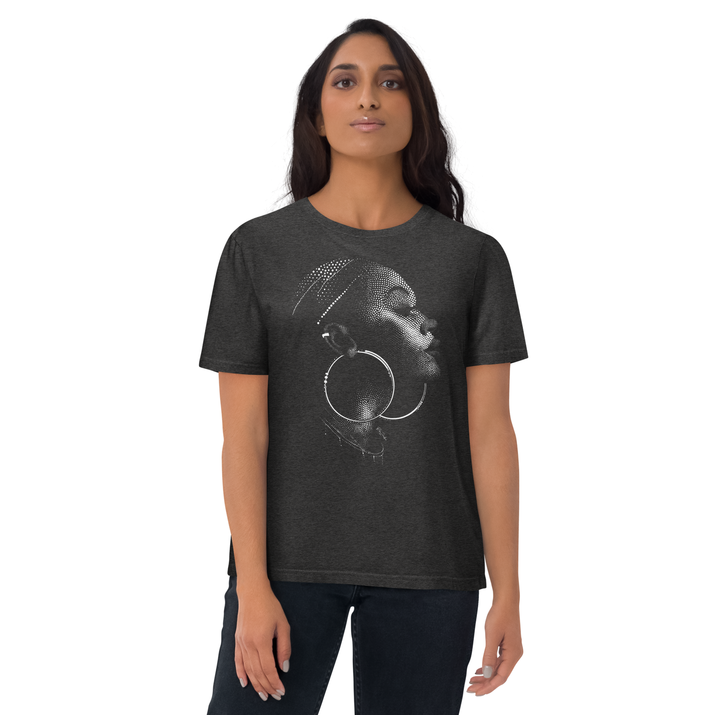 T-shirt en coton bio – Portrait artistique de femme créole