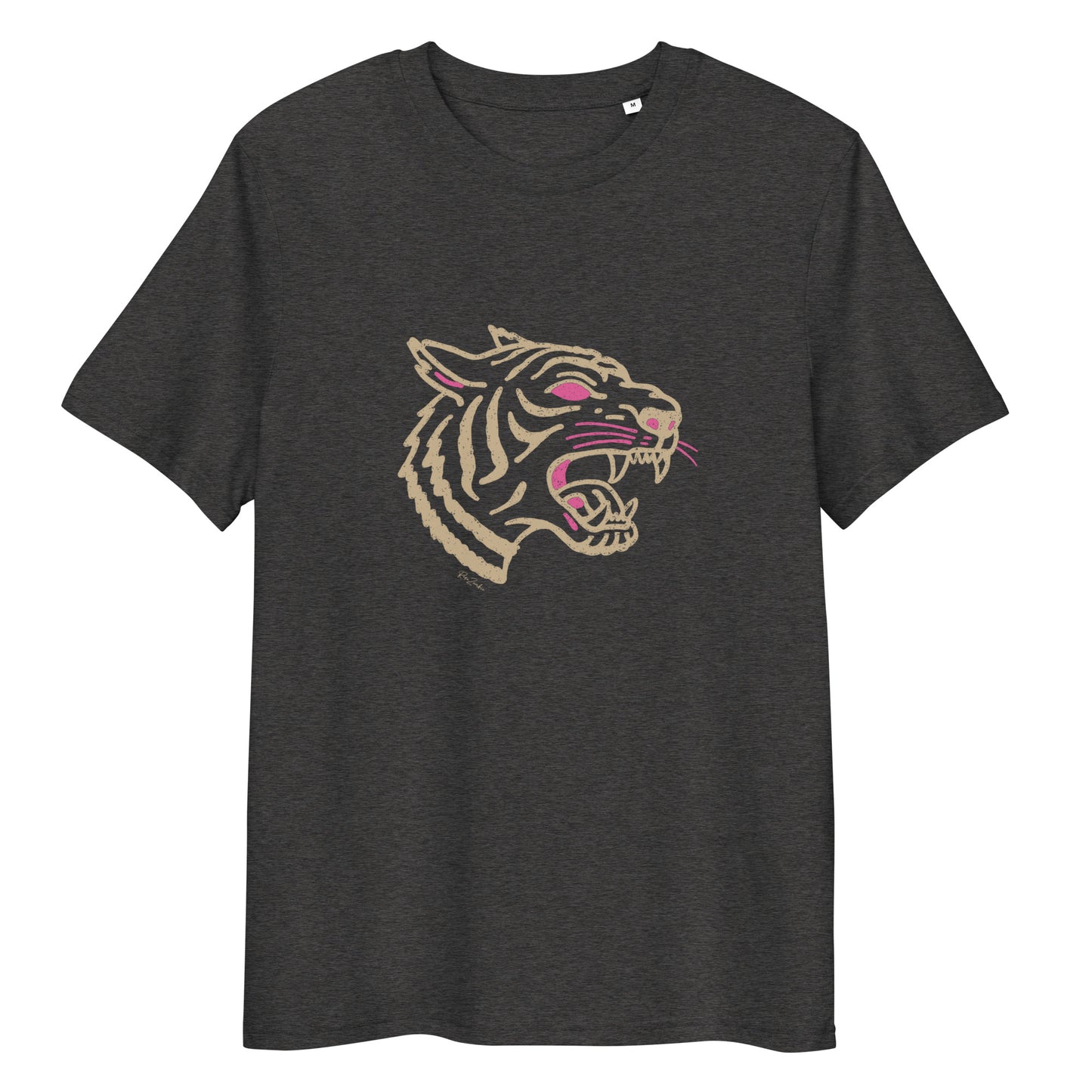 T-shirt en coton biologique - Motif tête de tigre rugissant