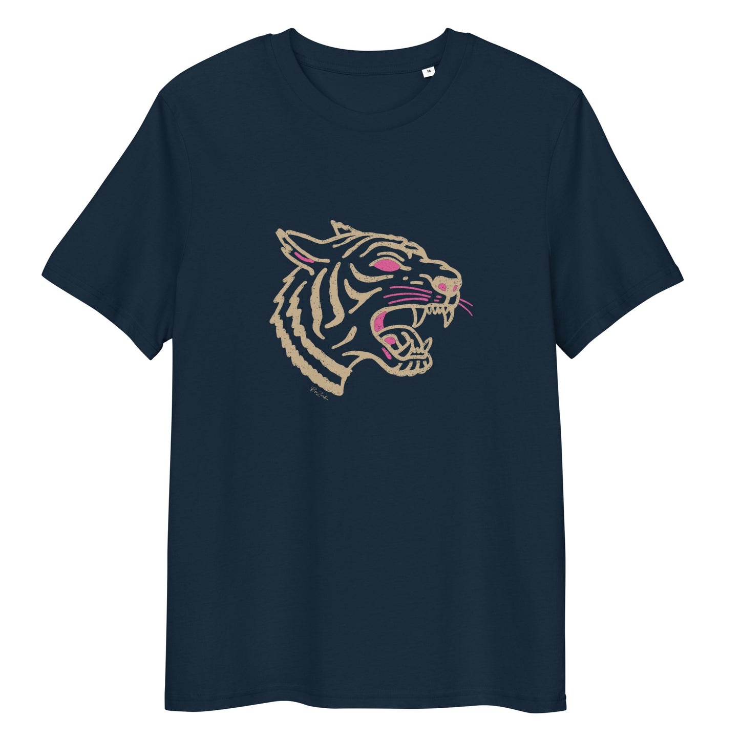 T-shirt en coton biologique - Motif tête de tigre rugissant