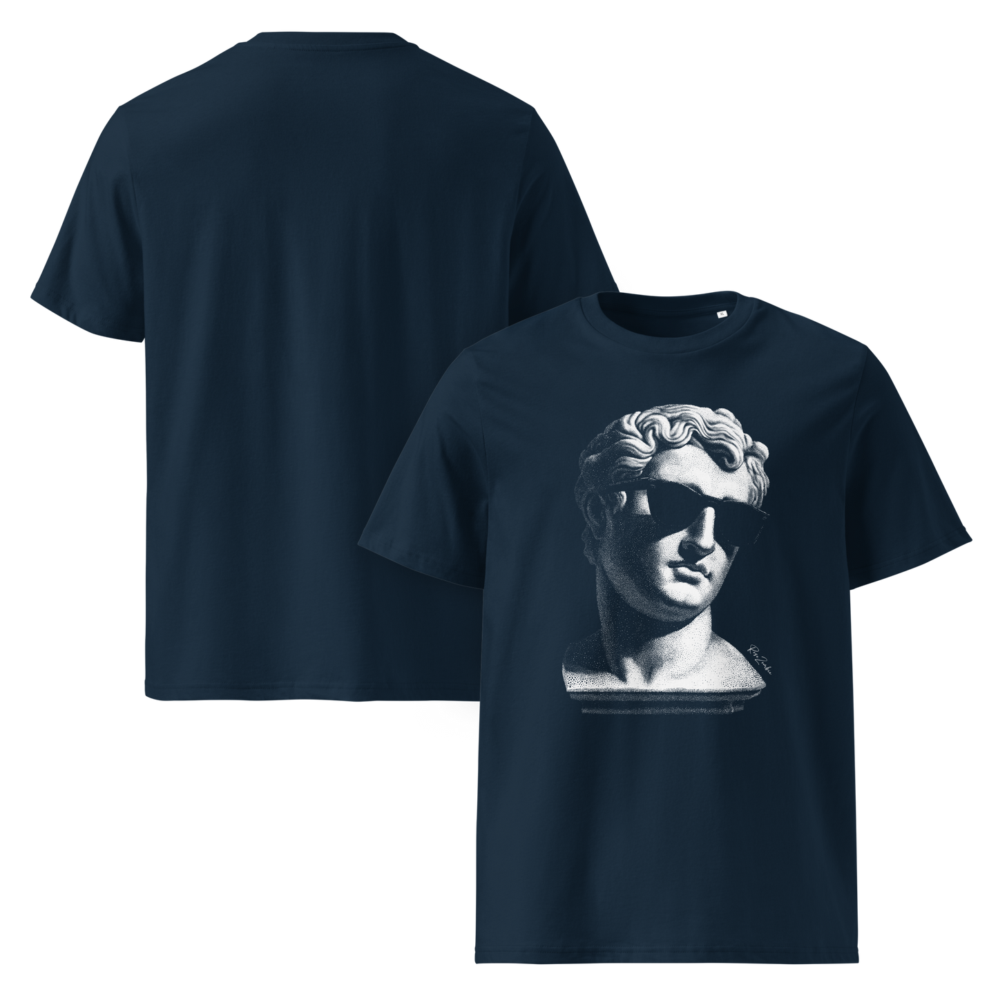T-shirt en coton bio – Buste d'homme antique avec lunettes
