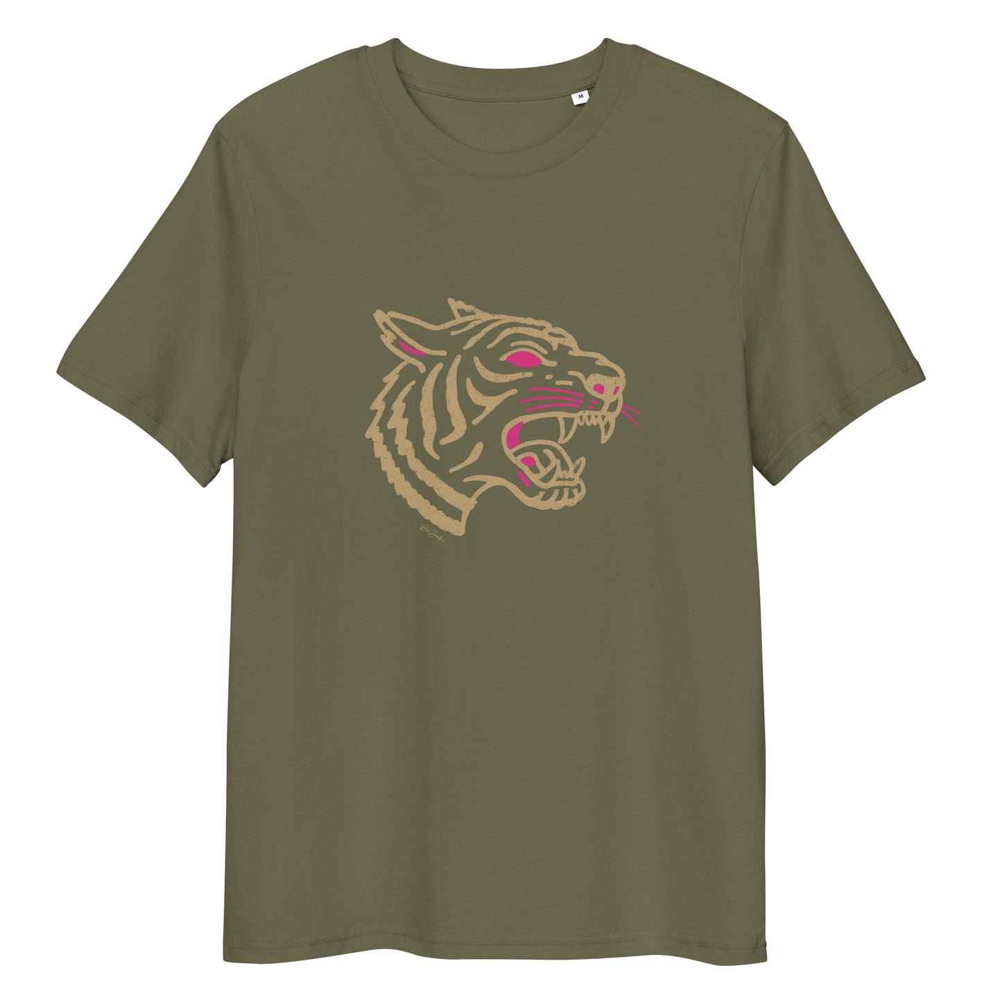 T-shirt en coton biologique - Motif tête de tigre rugissant
