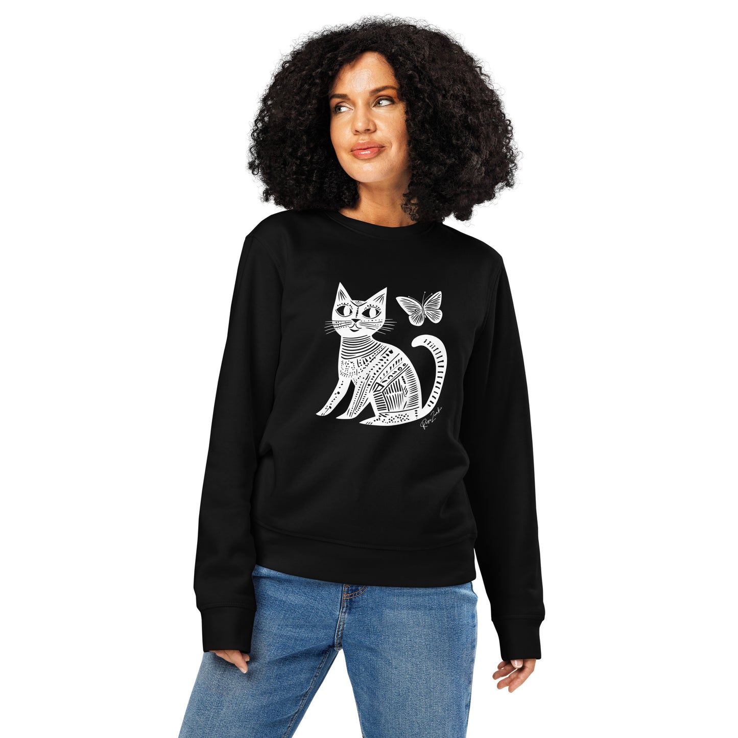 Pull en coton stylé en coton bio - Imprimé de chat écologique
