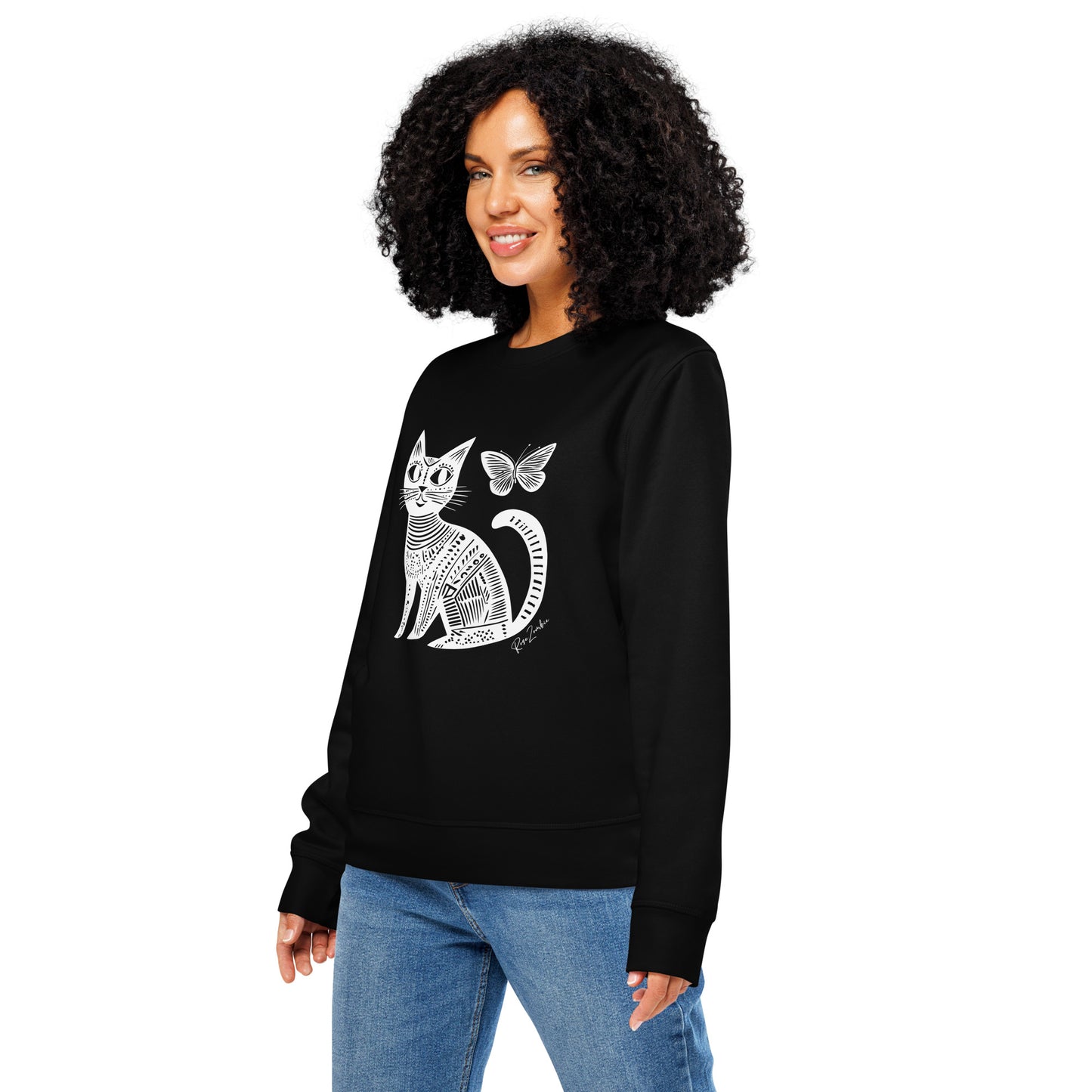 Pull en coton stylé en coton bio - Imprimé de chat écologique