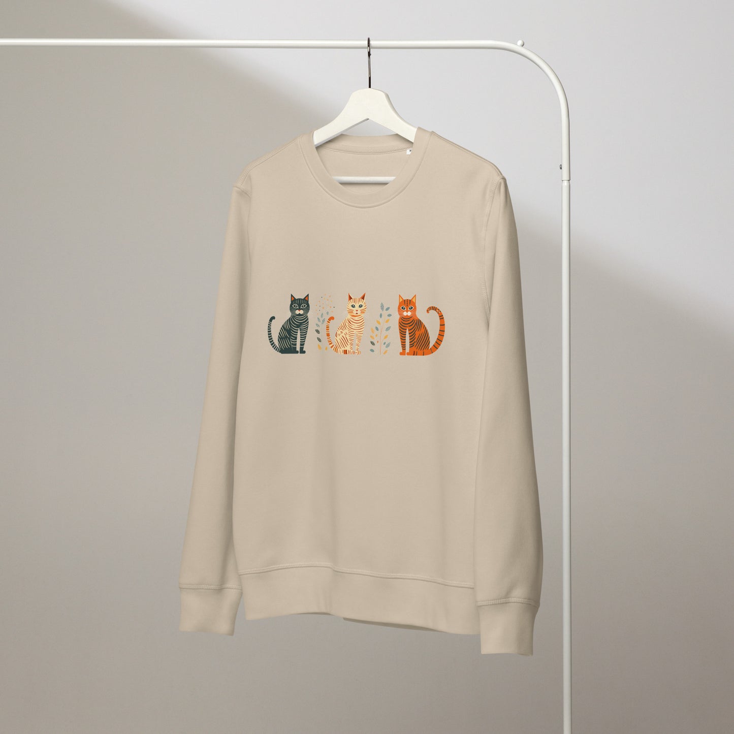 Sweatshirt en coton bio Milot - Motif de chats - rose zombie