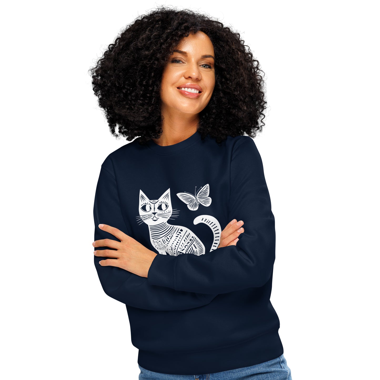 Pull en coton stylé en coton bio - Imprimé de chat écologique