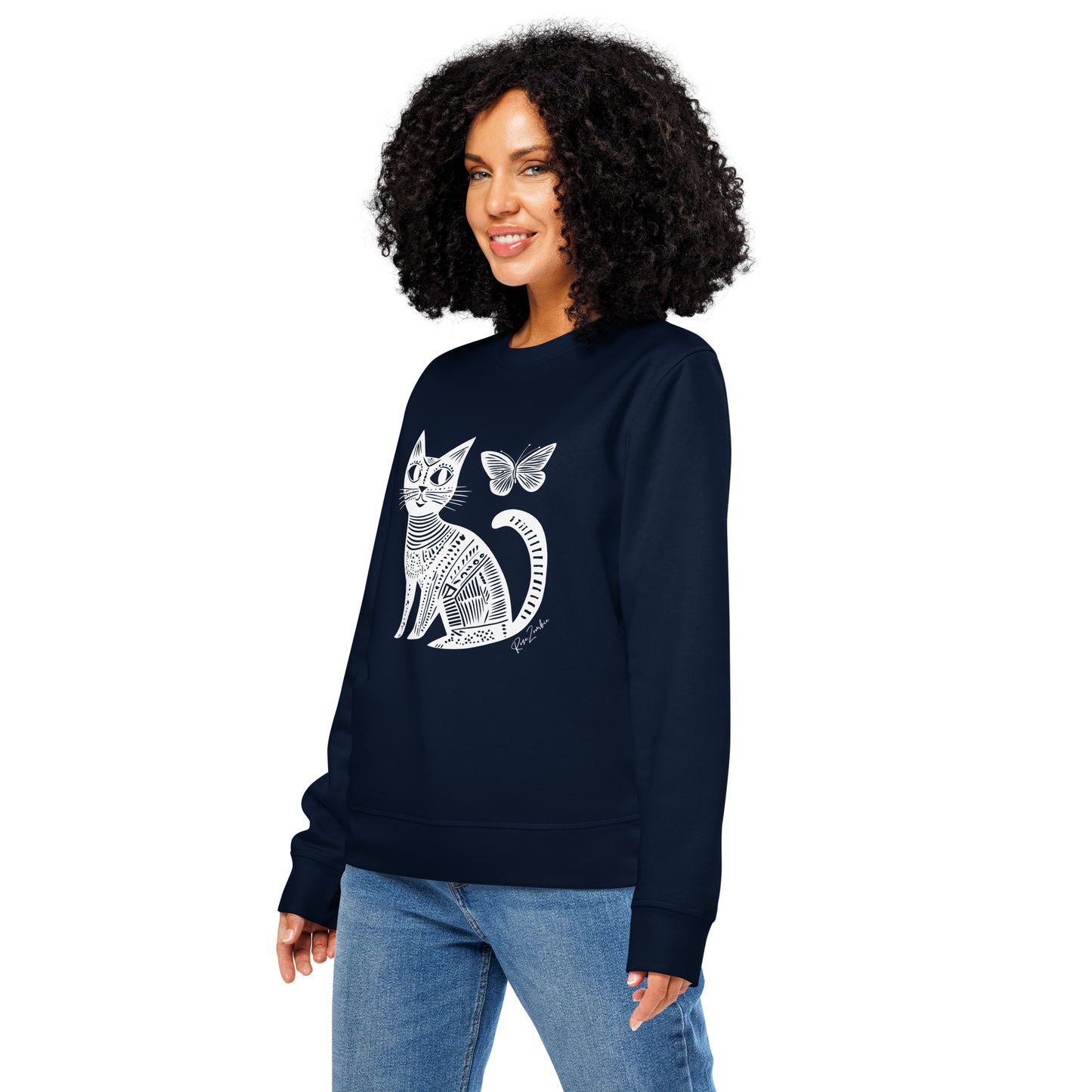 Pull en coton stylé en coton bio - Imprimé de chat écologique