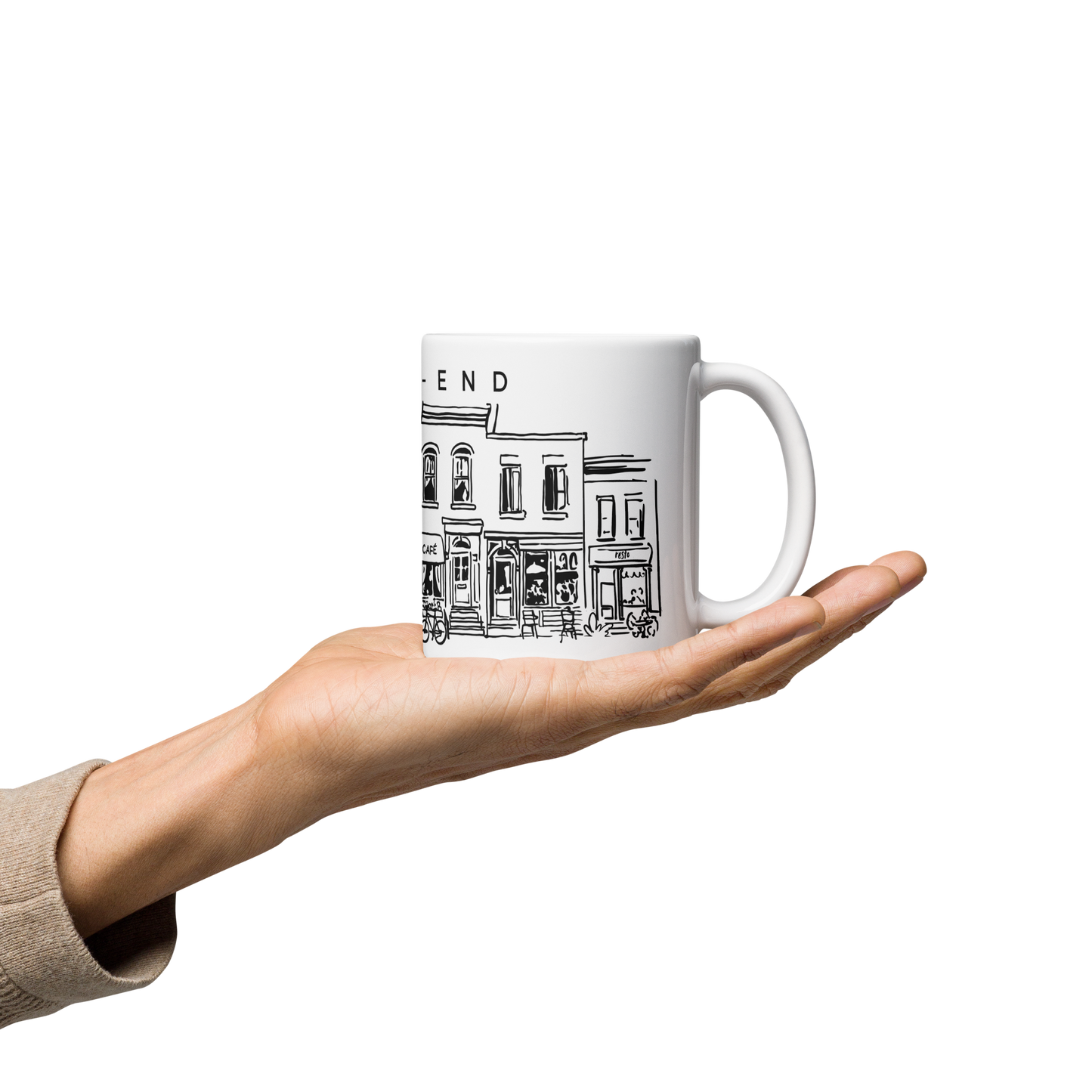 Tasse en céramique Mile-End Montréal — Illustration au trait noir