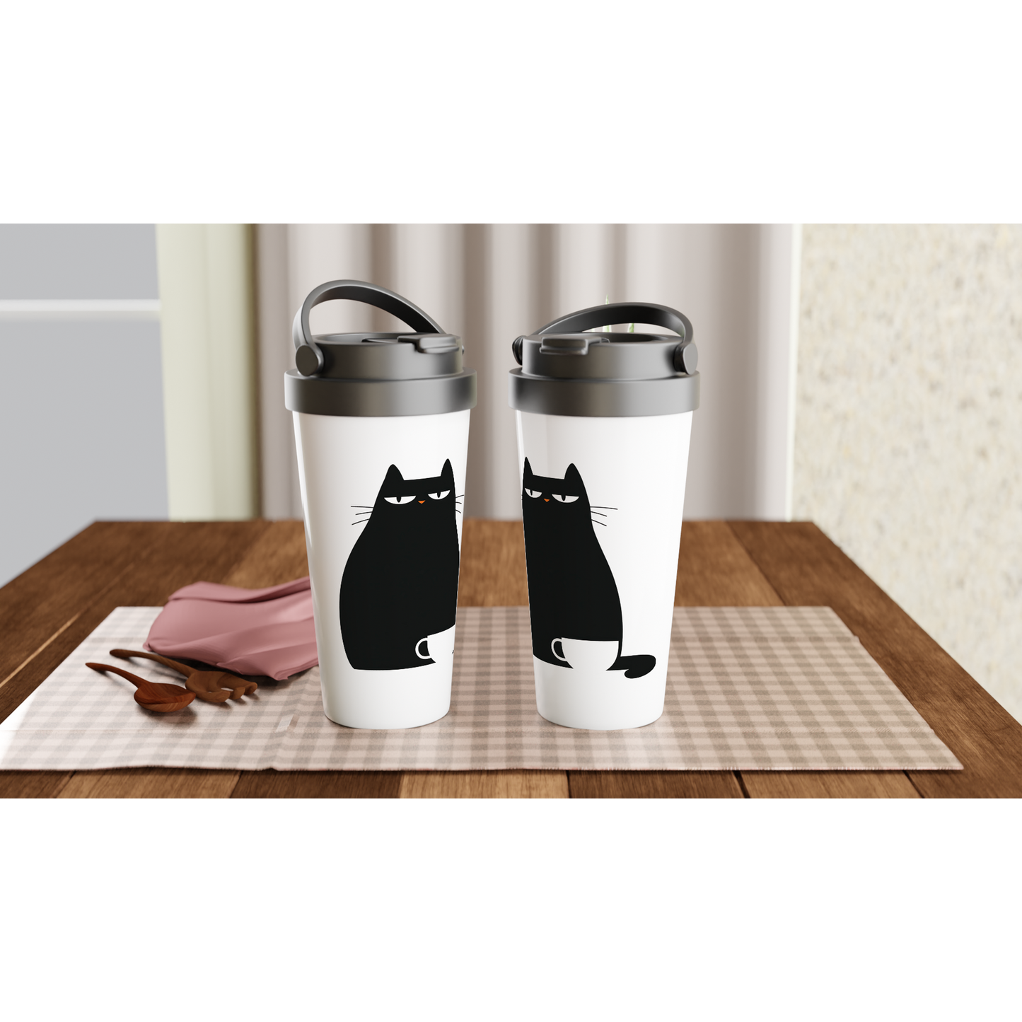 white travel Insulatedcup cat