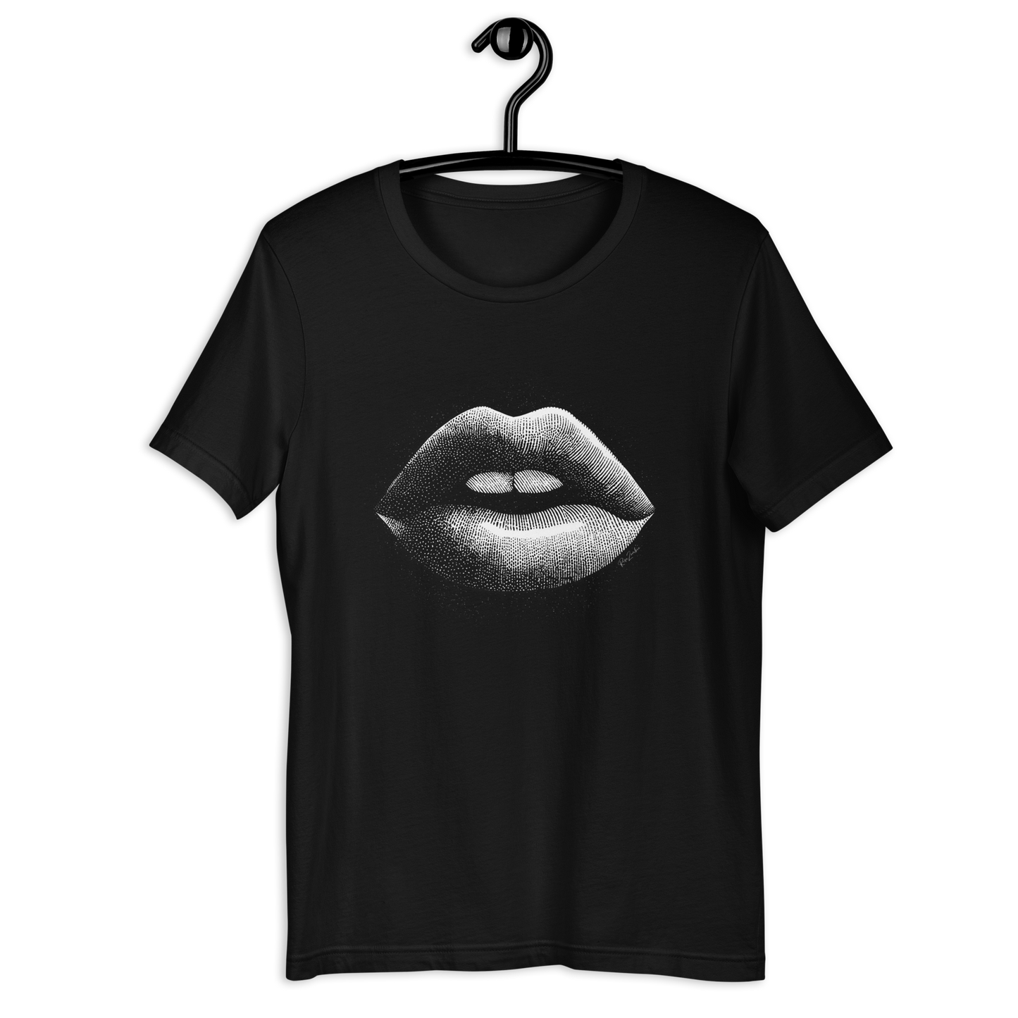 Camiseta ecológica de algodón reciclado con diseño de labios.
