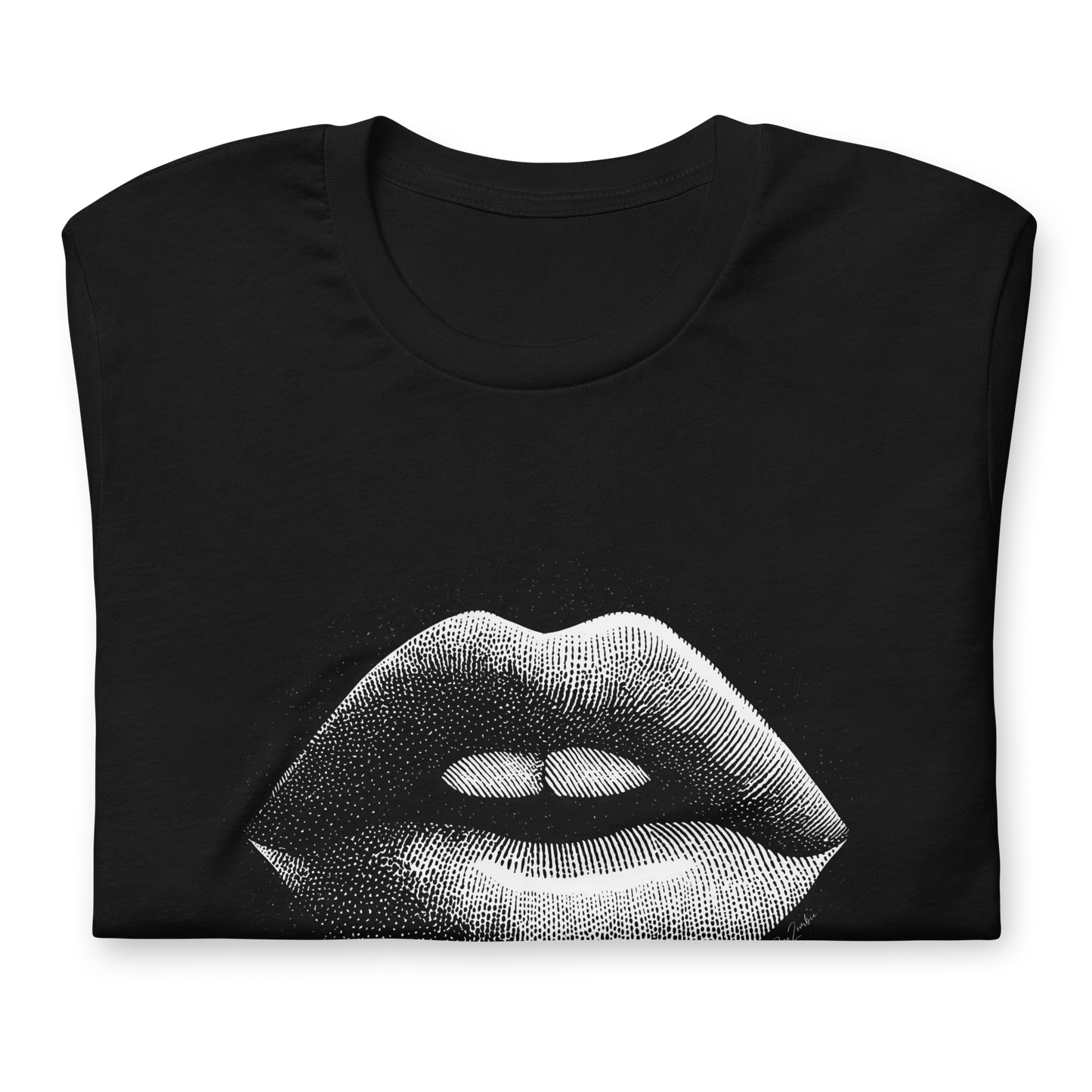 T-shirt écolo en coton recyclé – Motif artistique de lèvres