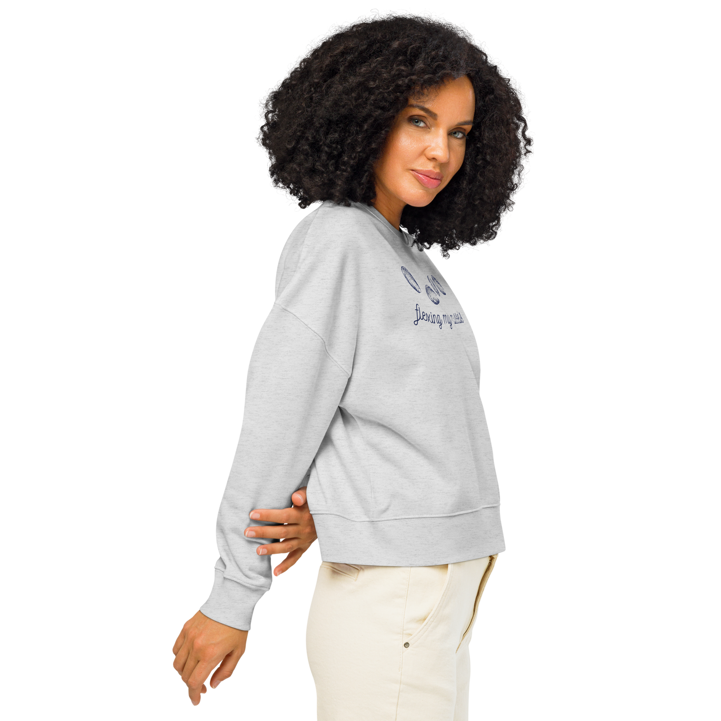 Pull en coton bio Flexing Mussels - Thème plage - rose zombie