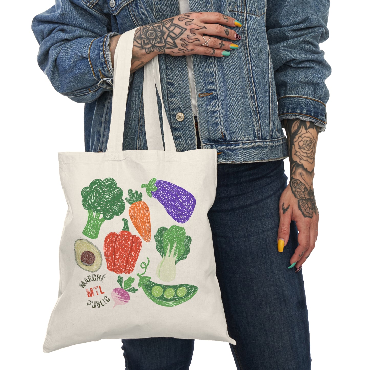 Sac tote beige en coton éthique - Marché publique Montréal