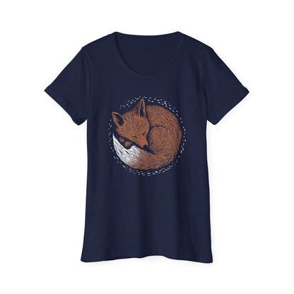T-shirt en coton bio - Imprimé de renard en style sérigraphie