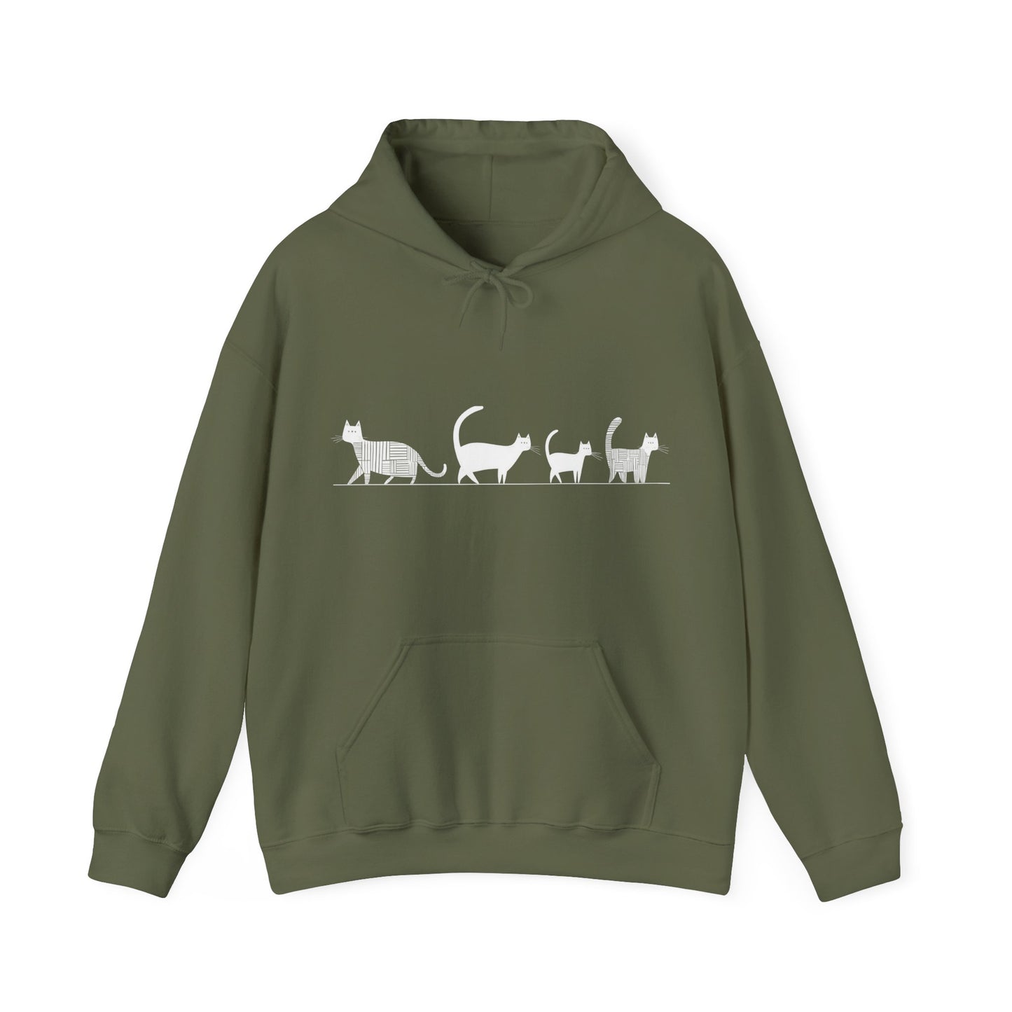 Sweat à capuche en coton durable – Chats en file indienne