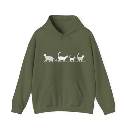 Sweat à capuche en coton durable – Chats en file indienne
