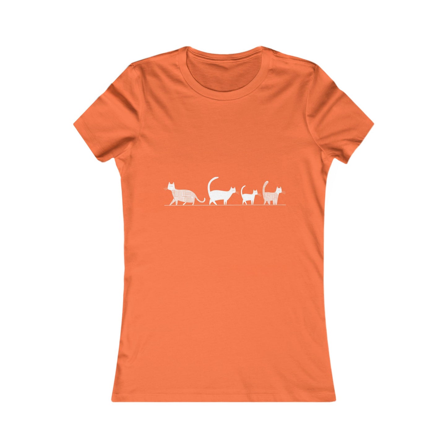 Eco-friendly slim fit t-shirt – Cats walking in single file