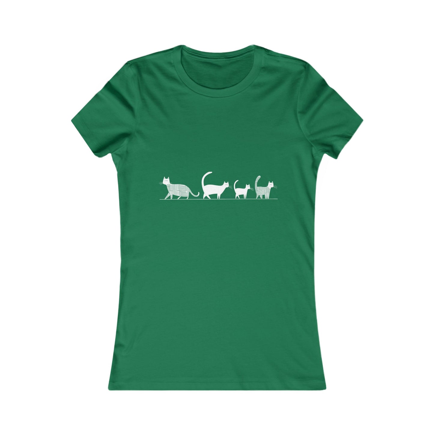 Eco-friendly slim fit t-shirt – Cats walking in single file