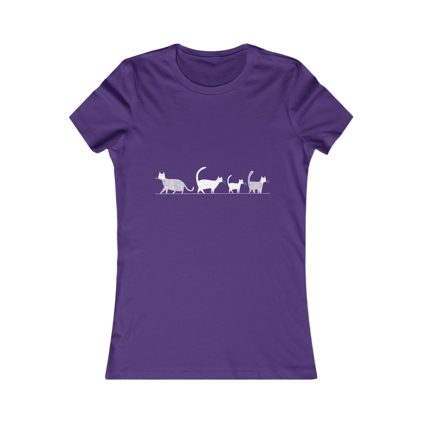 Eco-friendly slim fit t-shirt – Cats walking in single file