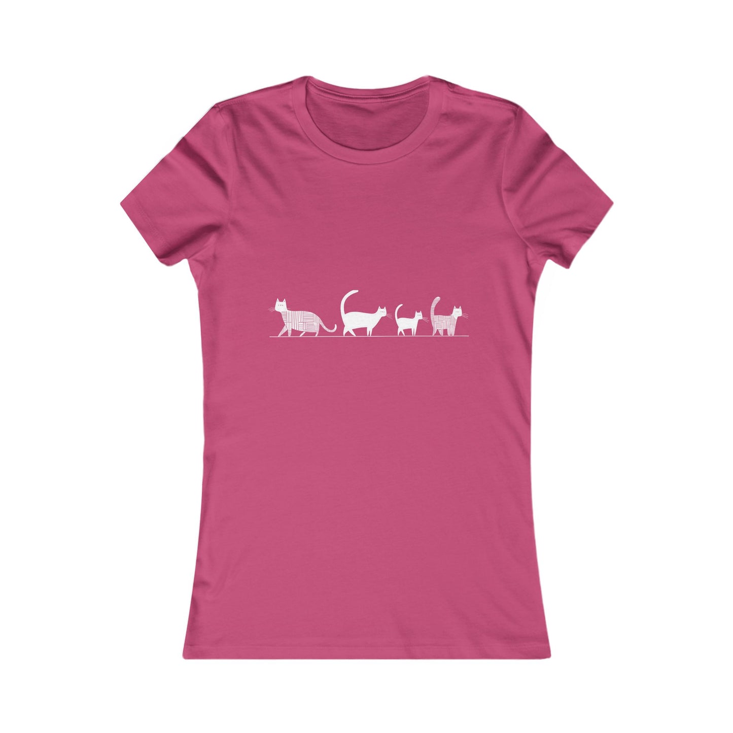Eco-friendly slim fit t-shirt – Cats walking in single file