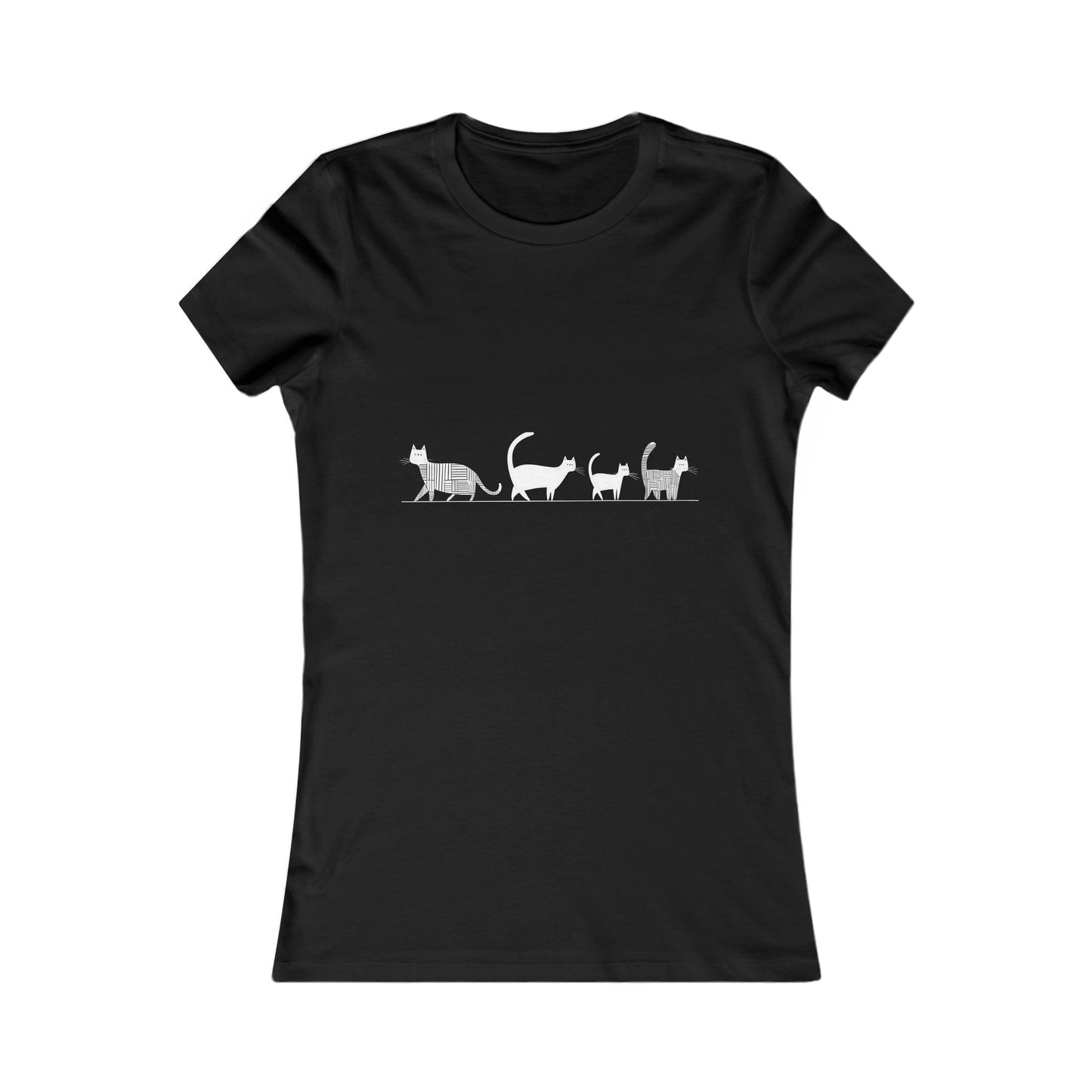 Eco-friendly slim fit t-shirt – Cats walking in single file