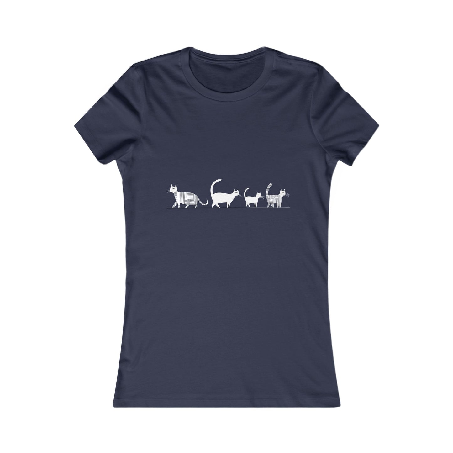 Eco-friendly slim fit t-shirt – Cats walking in single file