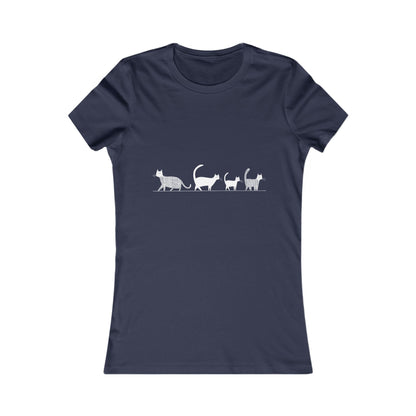 Eco-friendly slim fit t-shirt – Cats walking in single file