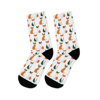 Chaussettes écolo - Motif de chats - rose zombie