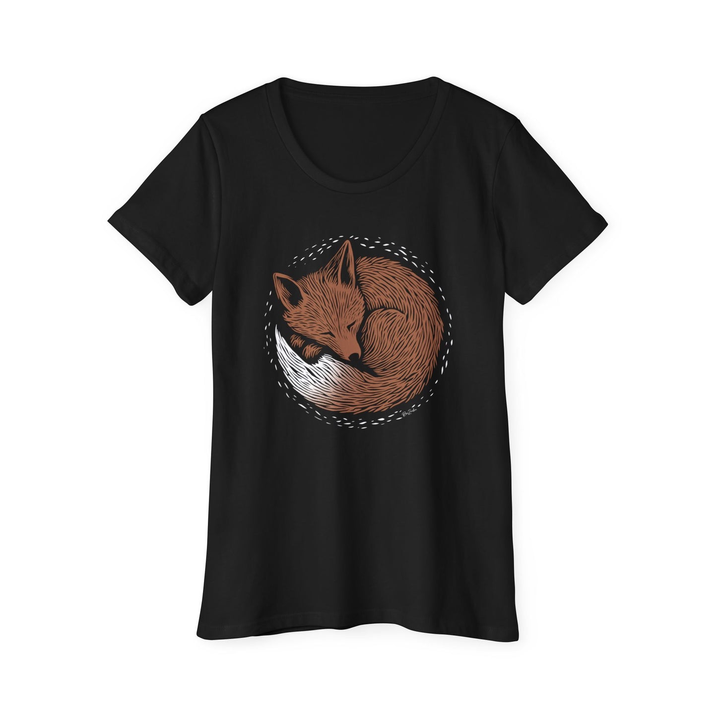 T-shirt en coton bio - Imprimé de renard en style sérigraphie