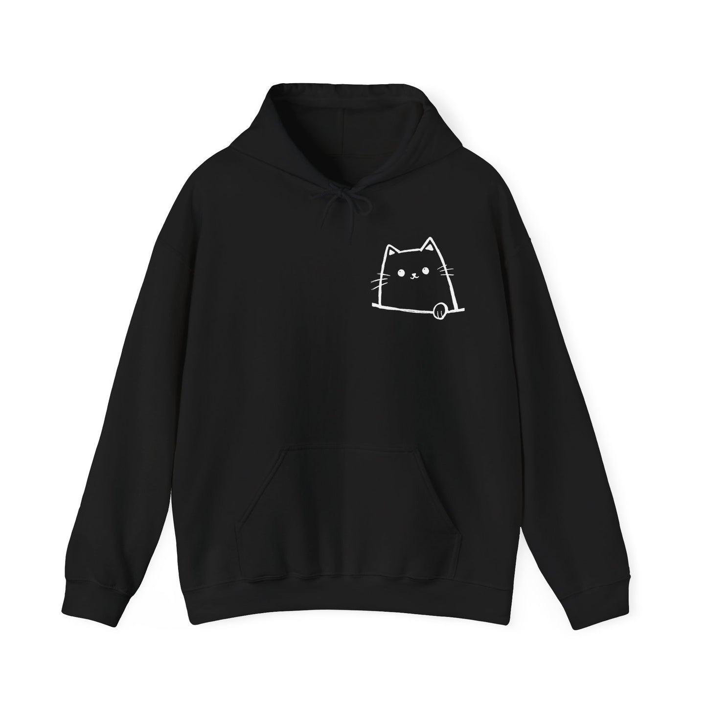 Sweat à capuche en coton durable – Motif de chat minimaliste