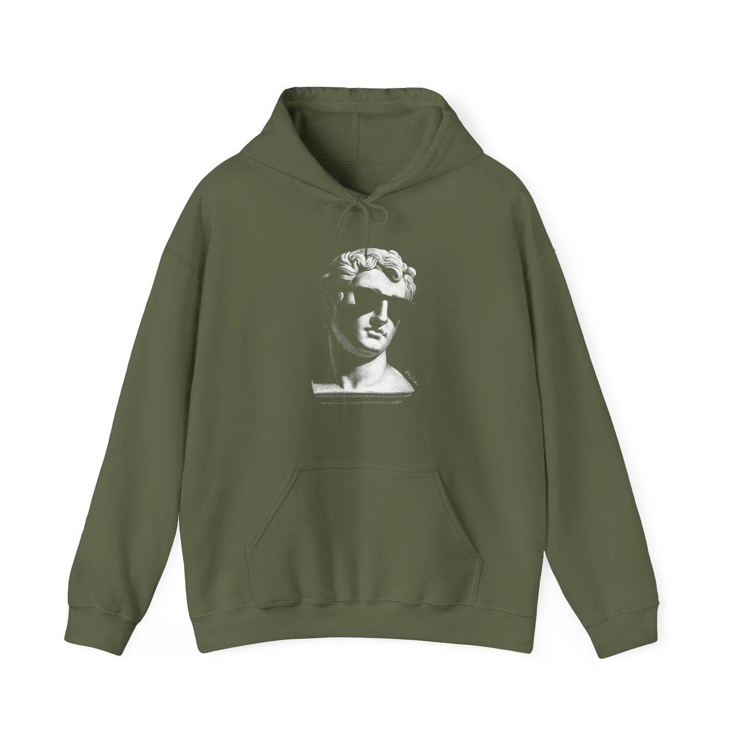 Sweat à capuche en coton durable – Buste d'homme antique avec lunettes