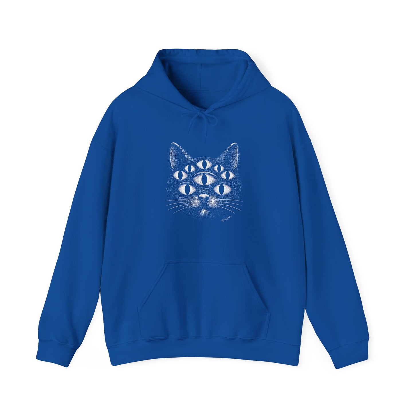 Sweat à capuche en coton durable – Chat psychédélique à 8 yeux