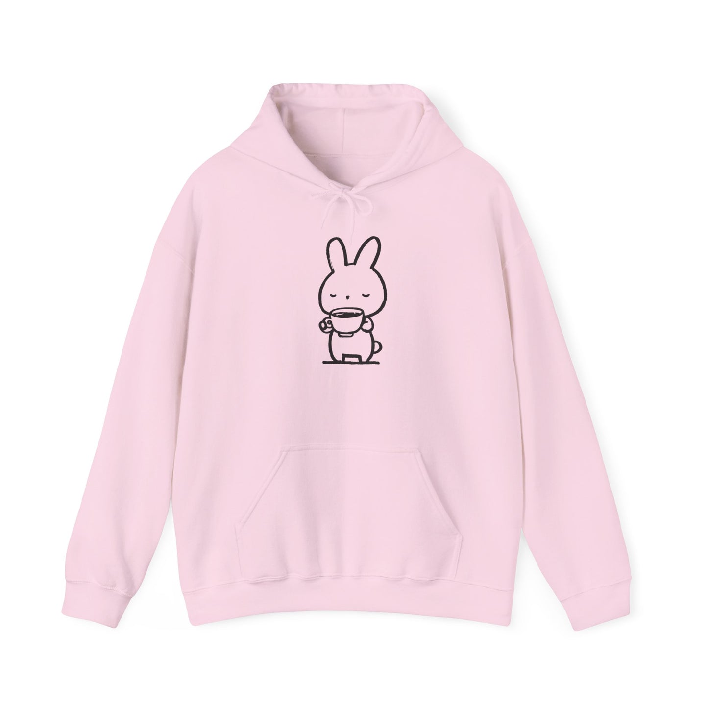 Sweat à capuche en coton durable "Pause Café" – Lapin avec tasse de café