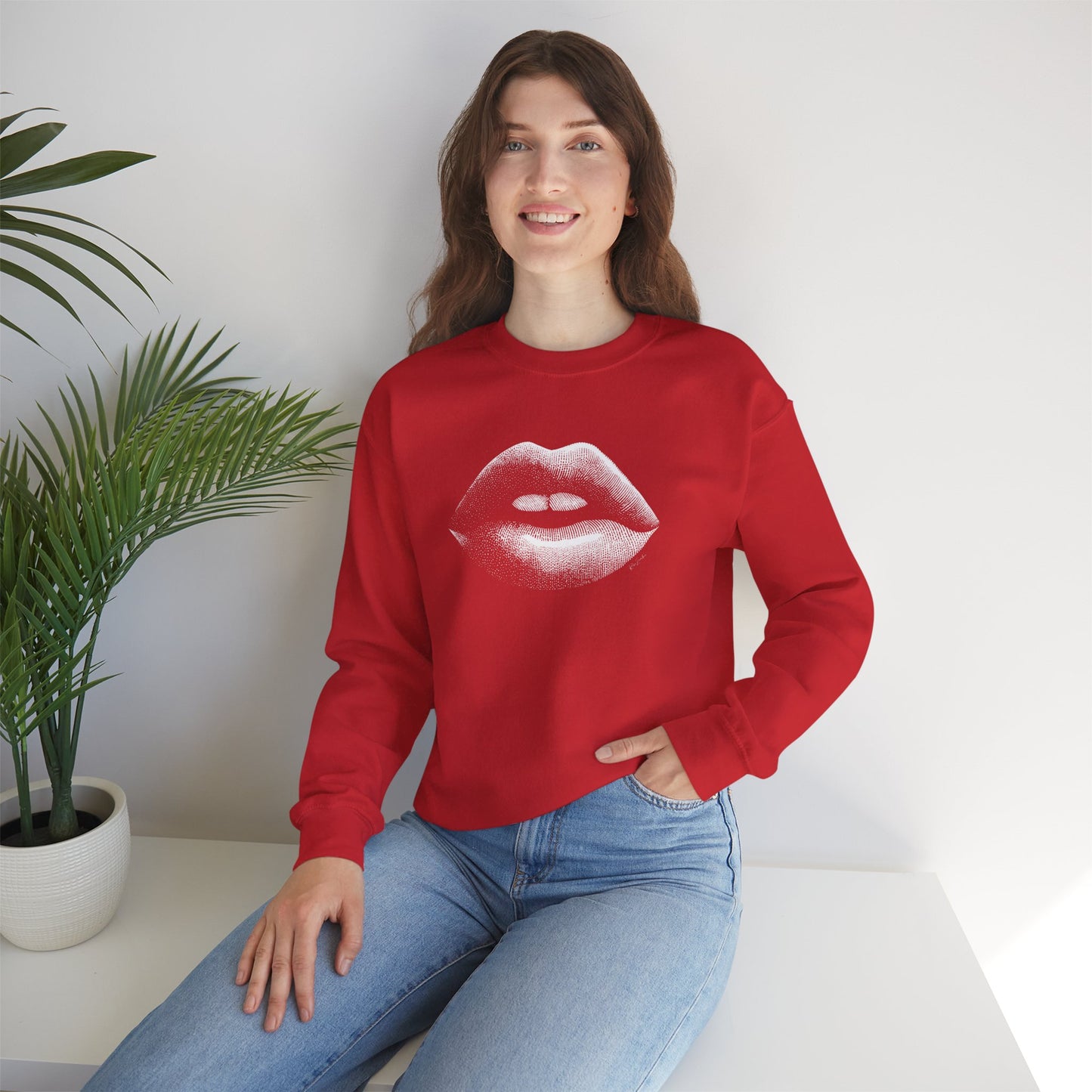Pull en coton durable – Design lèvres graphiques