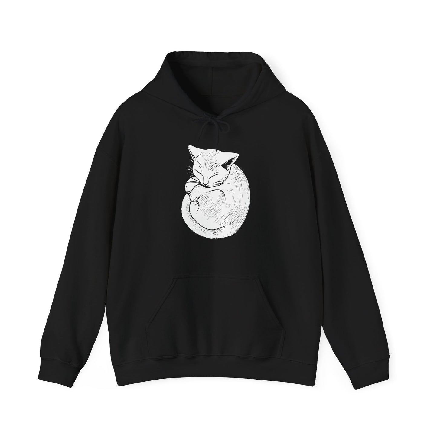 Sweat à capuche en coton durable – Motif chat endormi