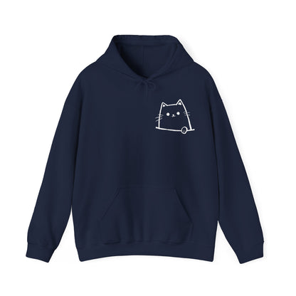 Sweat à capuche en coton durable – Motif de chat minimaliste