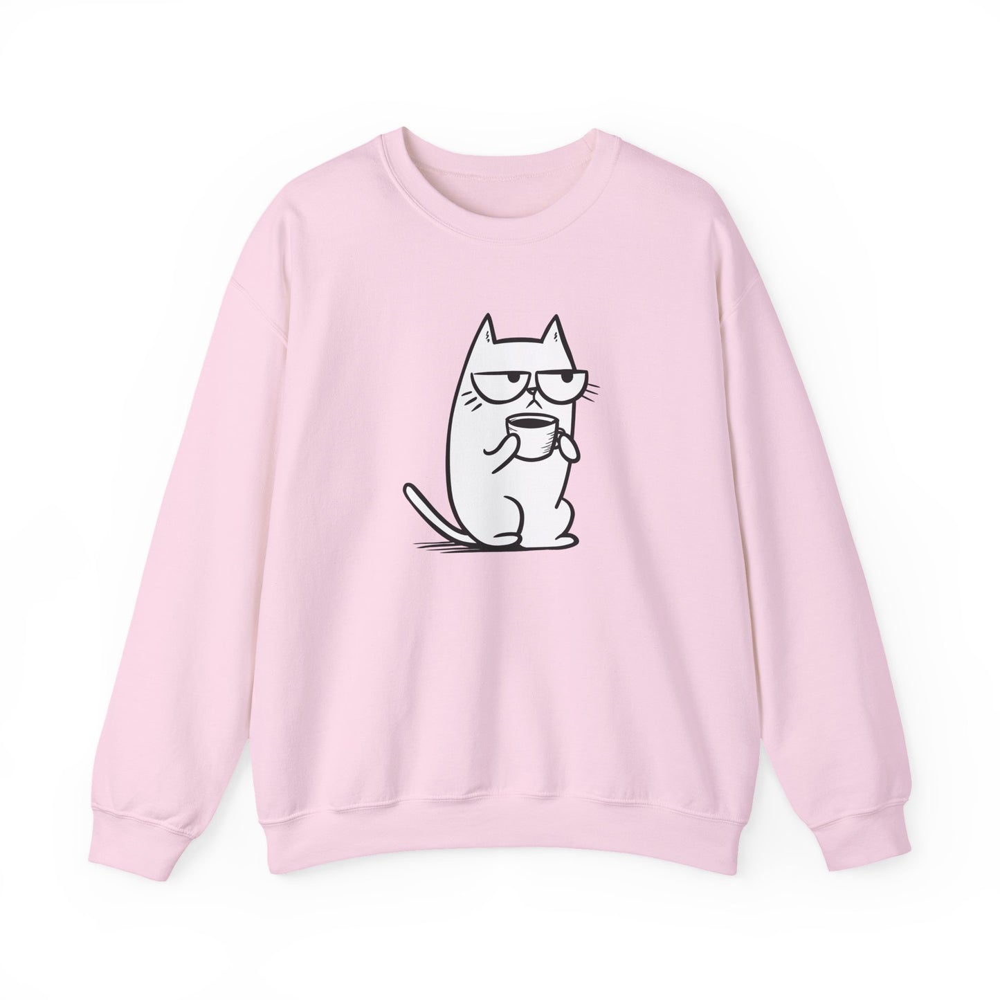 Pull en coton durable – Chat blasé et tasse de café