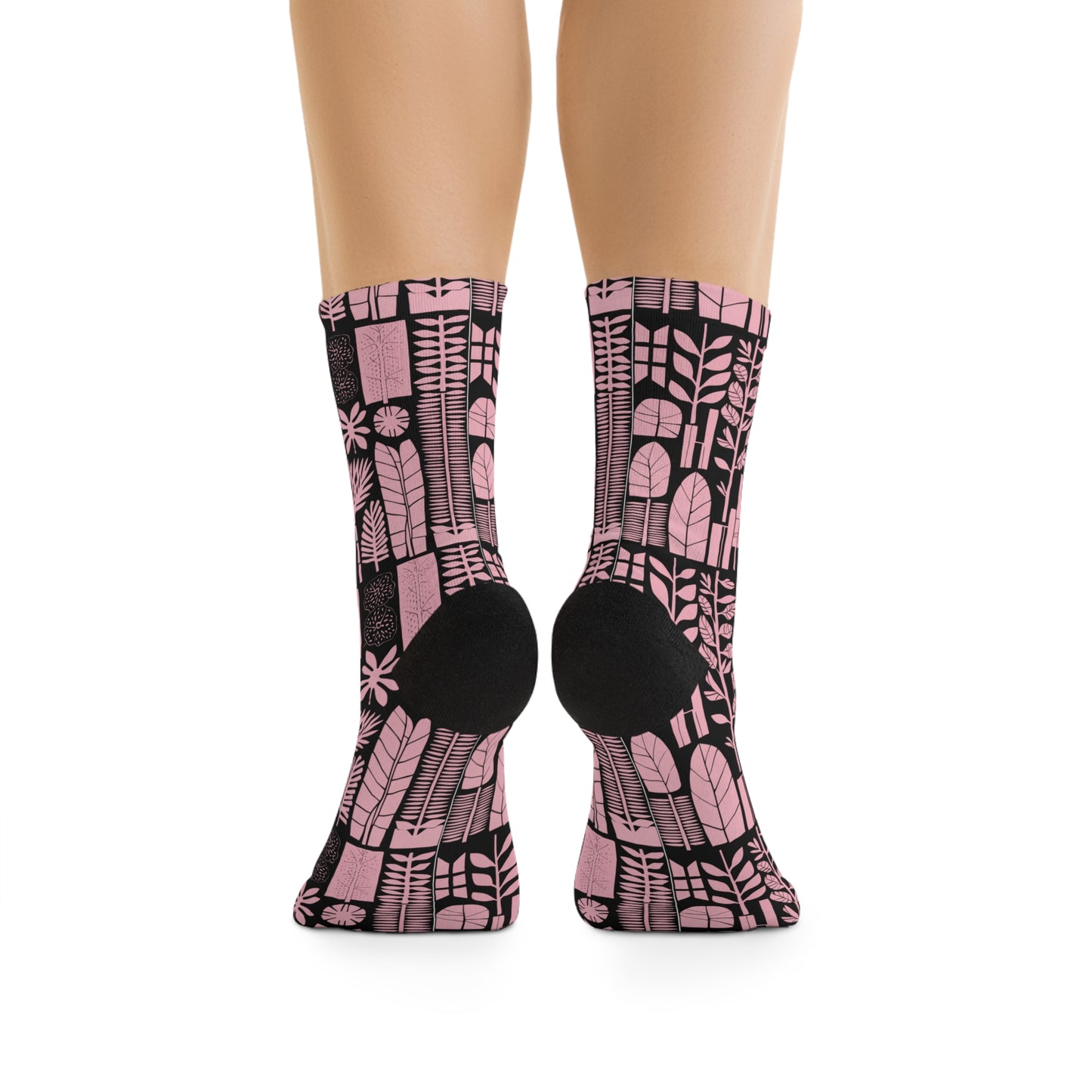 Chaussettes écolo - Motif  de plantes tropicales - rose zombie