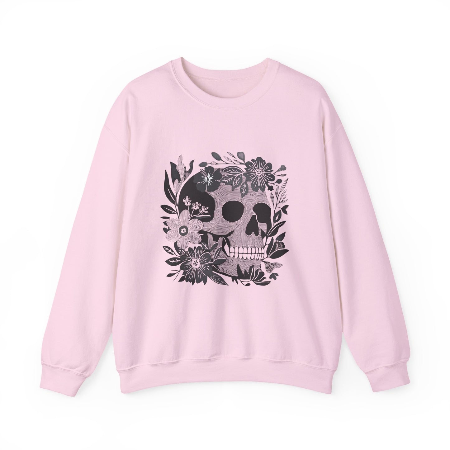 Pull en coton éthique - Crâne fleuri style gothique