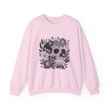 Pull en coton éthique - Crâne fleuri style gothique