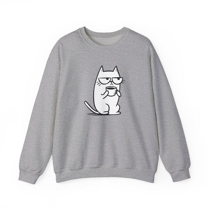 Pull en coton durable – Chat blasé et tasse de café