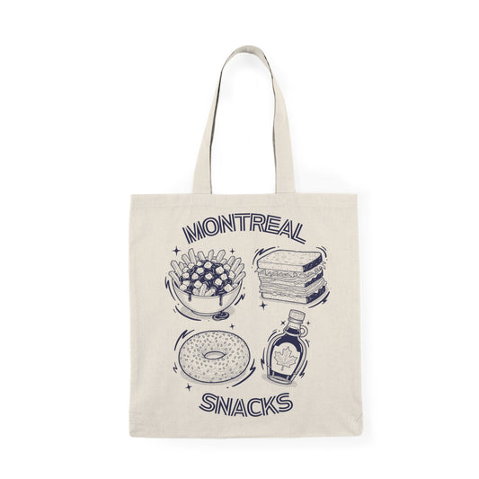 Sac tote beige en coton éthique - Montreal snacks