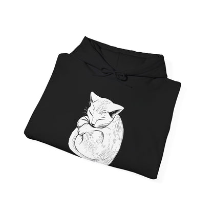 Sweat à capuche en coton durable – Motif chat endormi