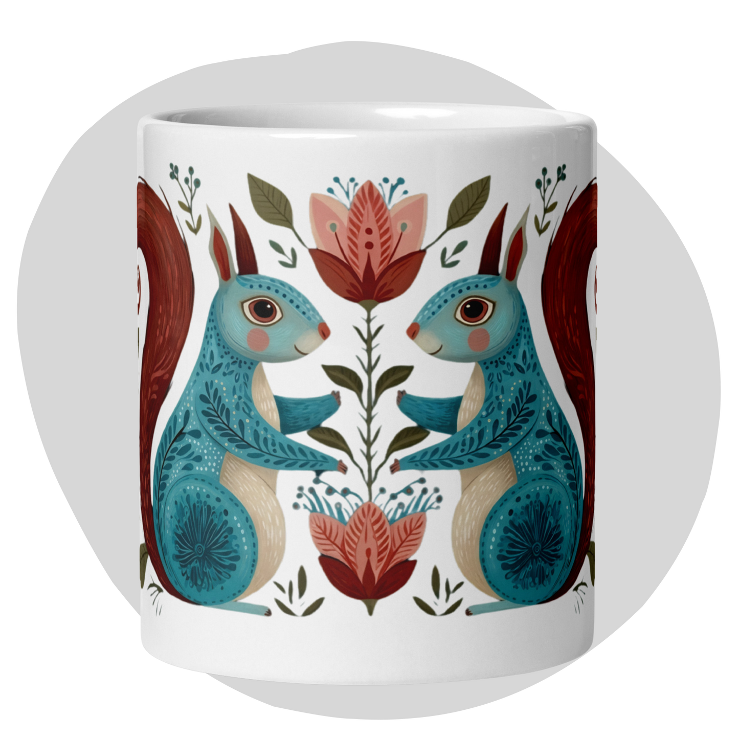 Tasse Montréal — Écureuils folk art